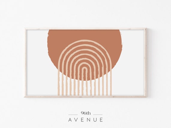 Frame Tv Art Mid Century Modern Rainbow Burnt Orange Tv Art Minimalist Tv Art