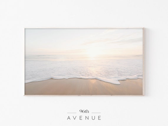 Beach Sunset Art for Frame TV, Coastal Landscape