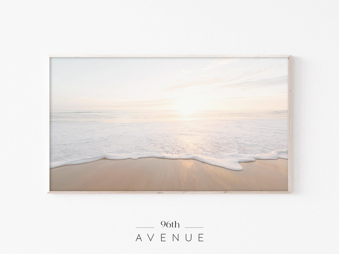 Beach Sunset Art for Frame TV, Coastal Landscape