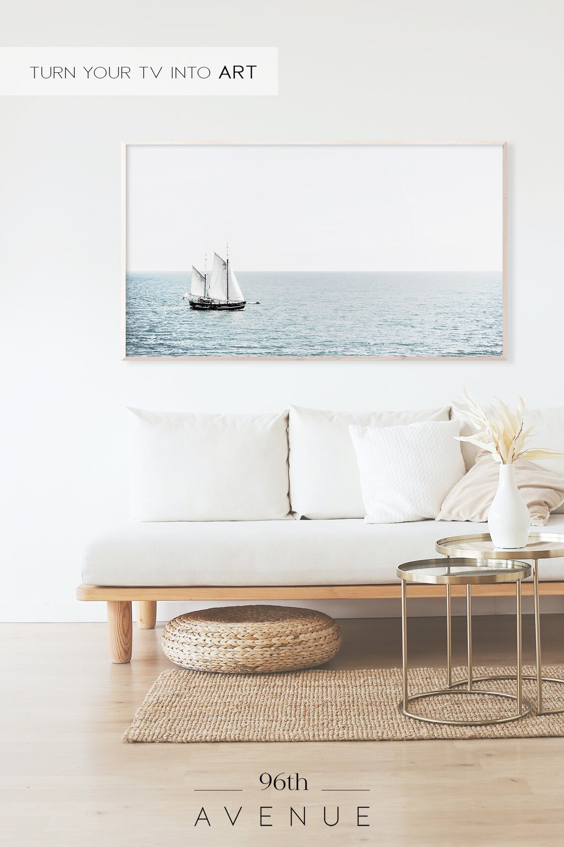 Ocean Sailboat Coastal Art Print for TV Wall - Image 2