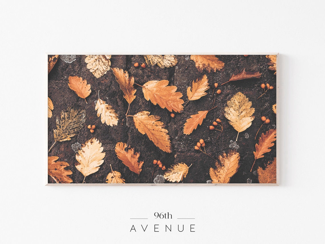 Golden Autumn Oak Leaves Fallen Dark Bark Rustic Fall Poster