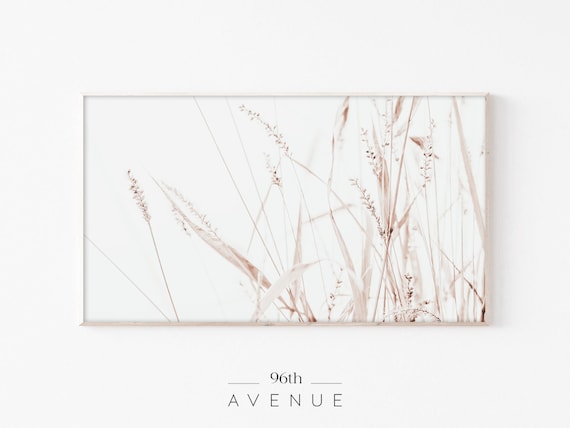Beige Grass Farmhouse Art Print for TV Wall