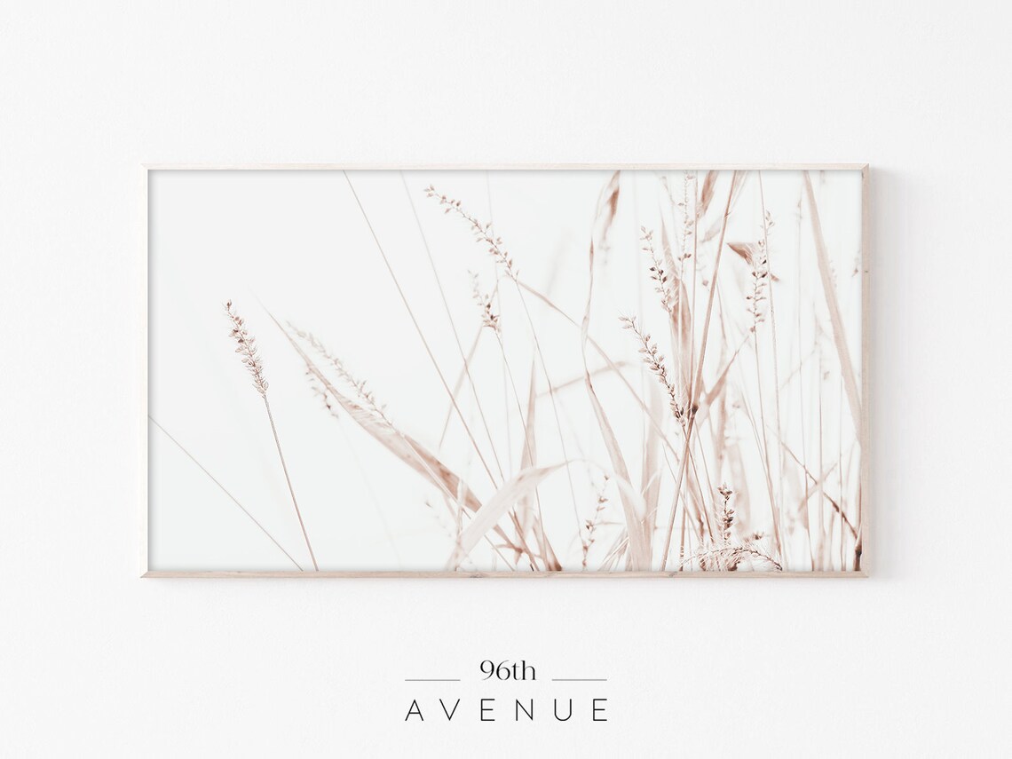 Beige Grass Farmhouse Art Print for TV Wall