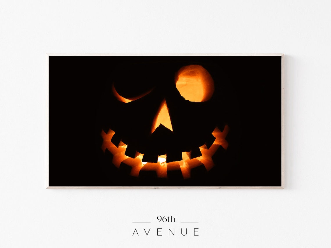 Scary Glowing Jack O Lantern Face Dark Spooky Halloween Wall Art