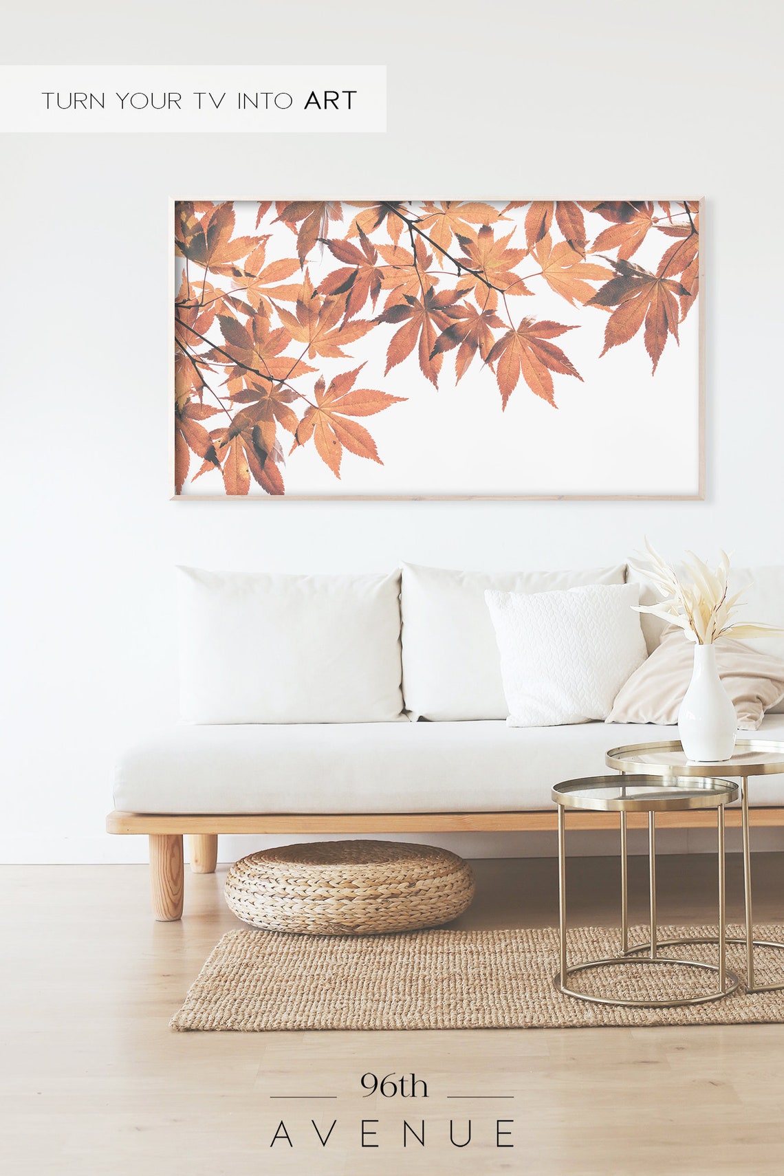 Delicate Golden Autumn Maple Branches White Background Poster - Image 2