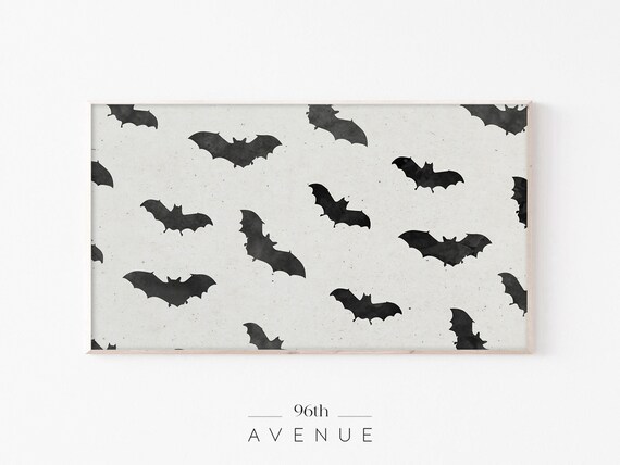 Scattered Black Bat Pattern Off White Fun Cute Halloween Poster