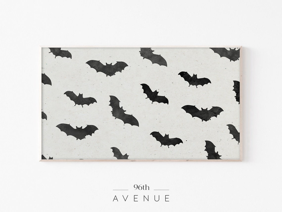 Scattered Black Bat Pattern Off White Fun Cute Halloween Poster