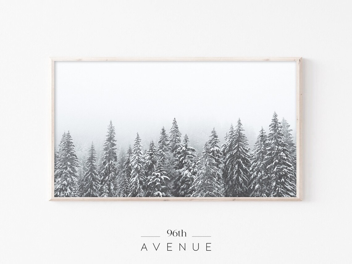 Snowy Trees Winter Forest Art Print