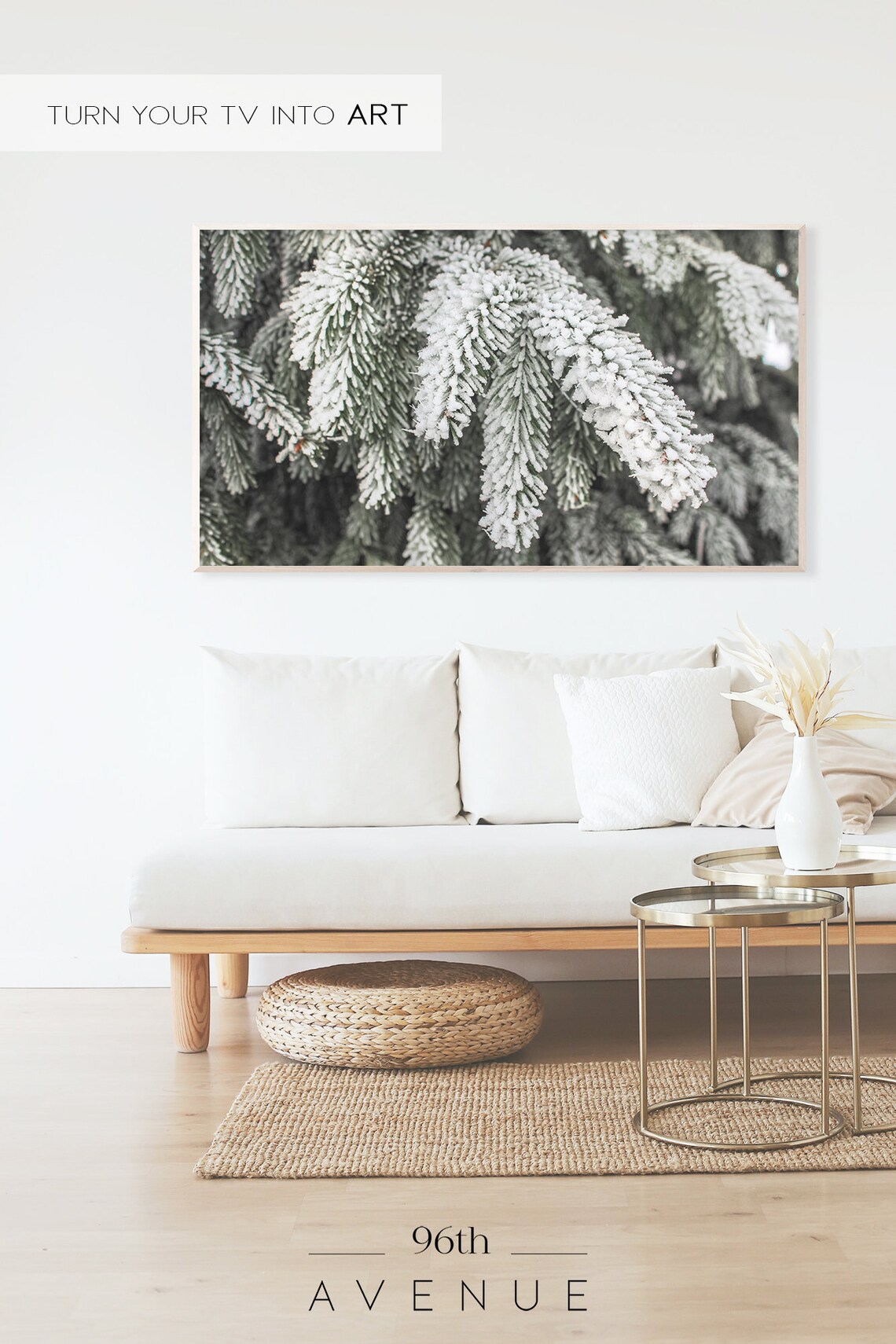 Snowy Winter Branches, Holiday Seasonal Art - Image 2