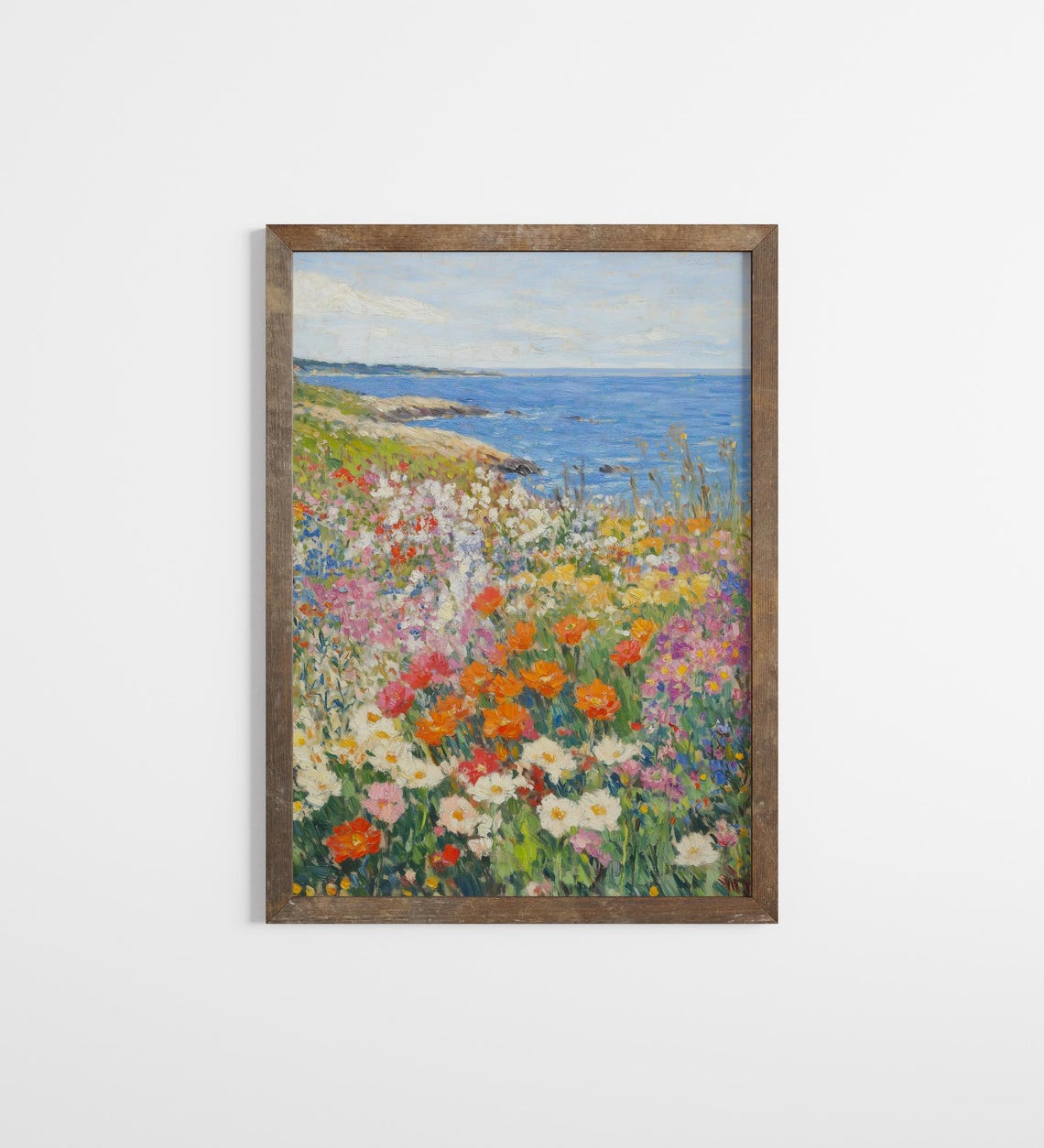 Coastal Wildflower Meadow Ocean View Vintage Impressionist Poster - Image 3