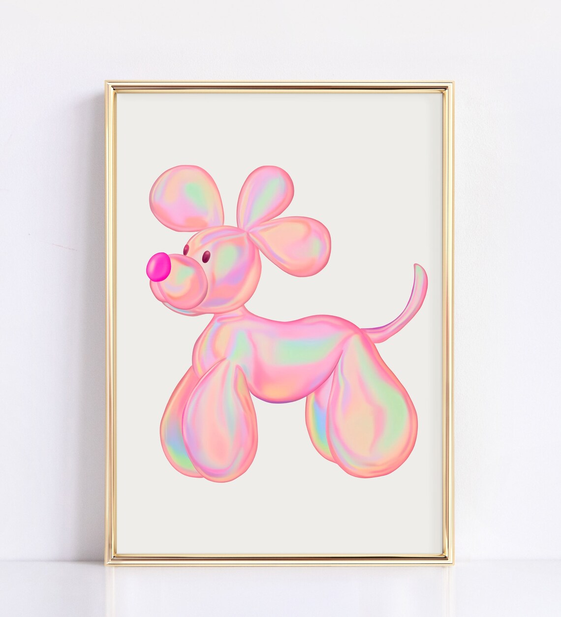 Pink Iridescent Balloon Dog Art Modern Preppy Girls Room Wall Print