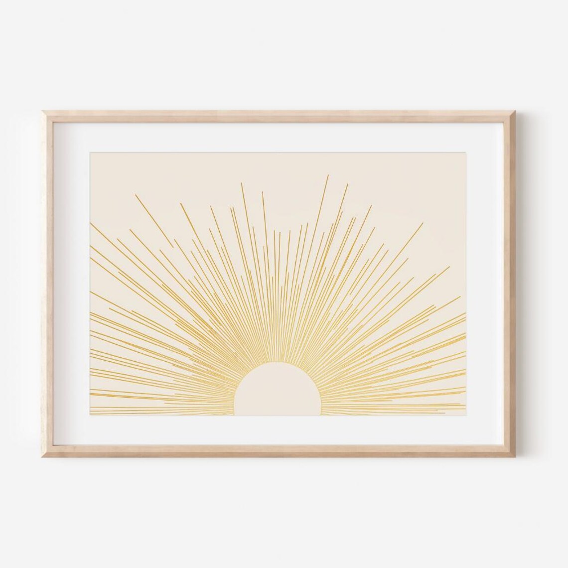 Gold Sunburst Line Art Mid Century Modern Sun Rising Wall Art - Image 3