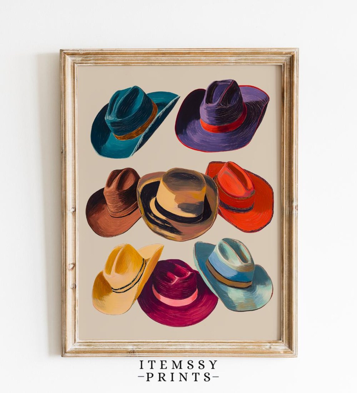 Vintage Cowboy Hats, Mid Century Western Art