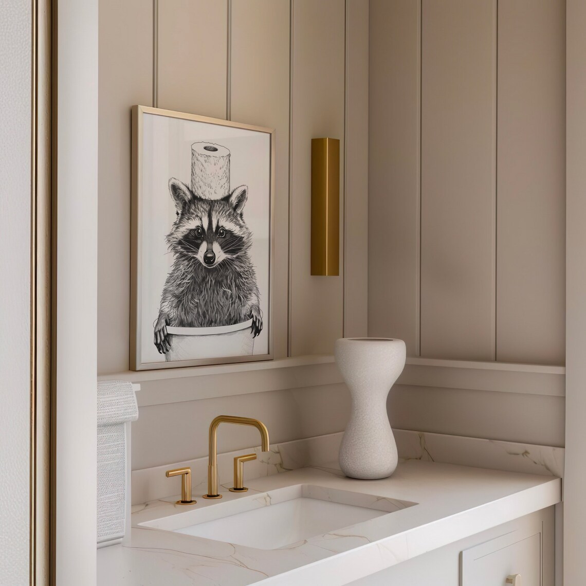 Playful Raccoon Bathroom Art Quirky Toilet Paper Wall Decor Fun Animal Print For Kids Bathroom Bathroom Art Adorable Toilet Decor - Image 3