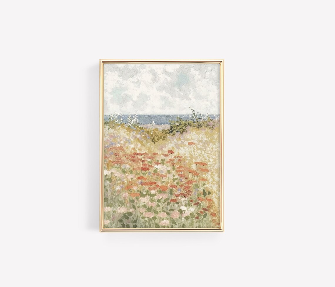 Coastal Wildflower Meadow Sea View Impressionist Breeze Art Poster - Image 3
