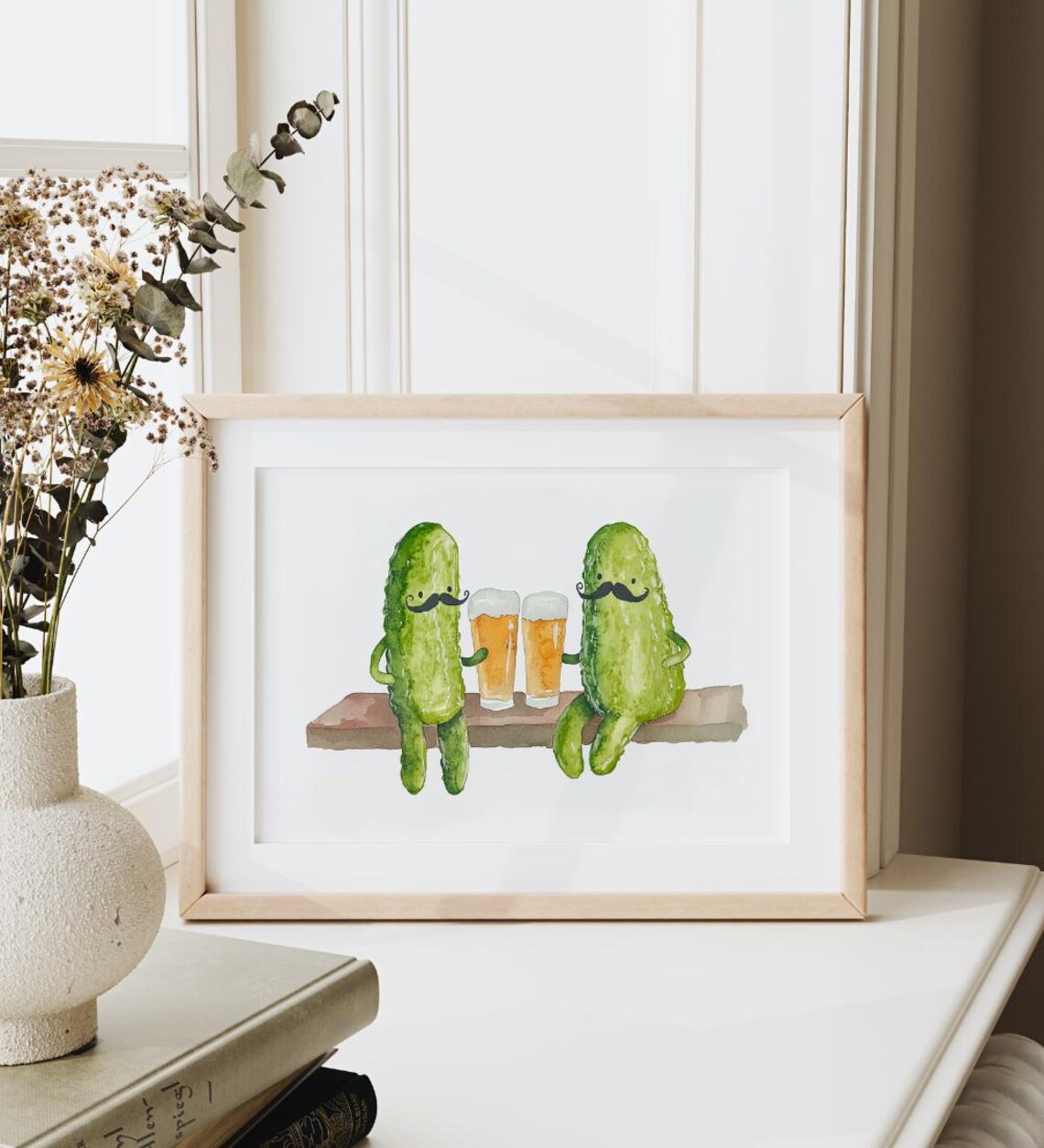 Whimsical Pickles With Mustaches, Fun Kitchen Decor - Image 2