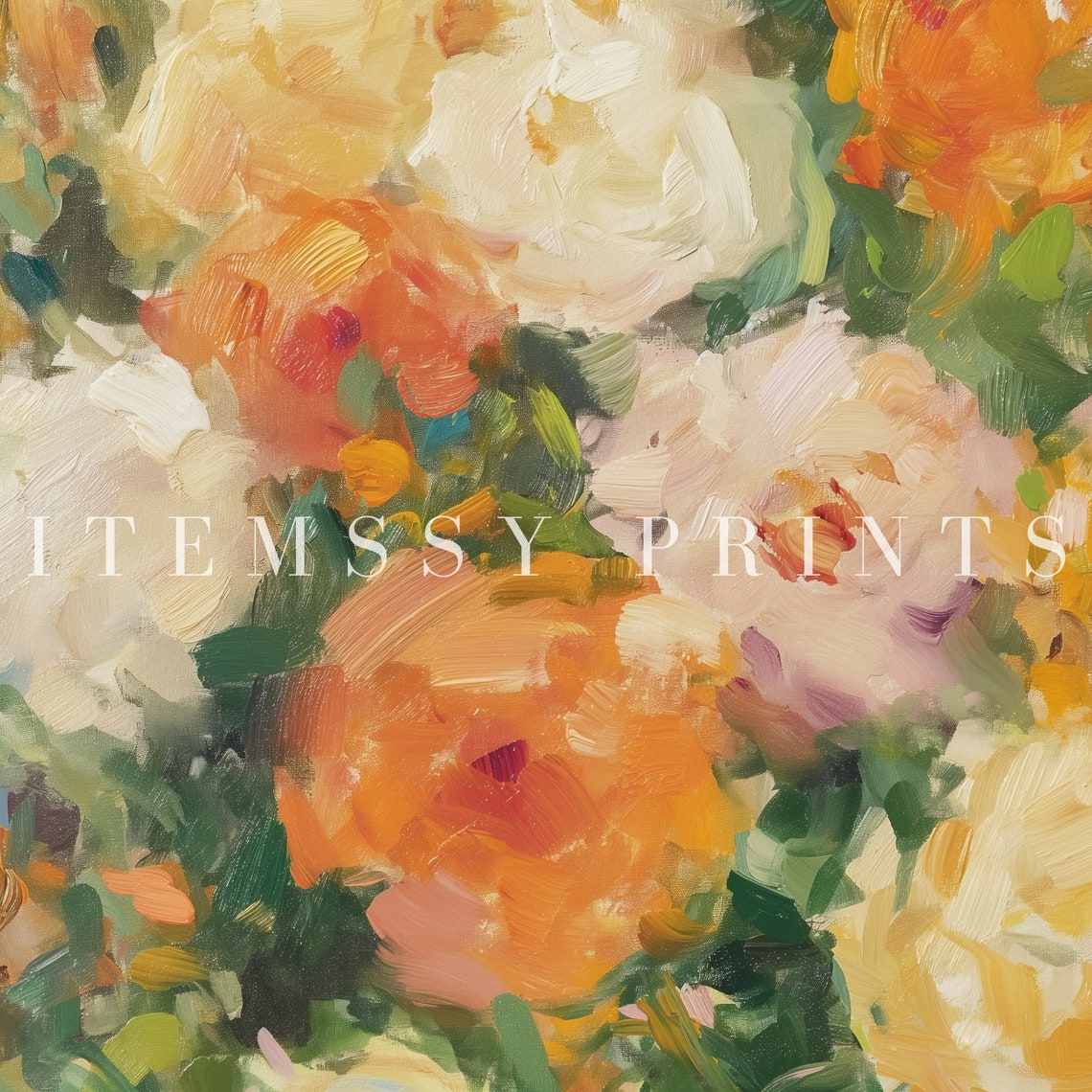 Marigold Bouquet Orange Yellow Blooms Impressionist Floral Poster - Image 2