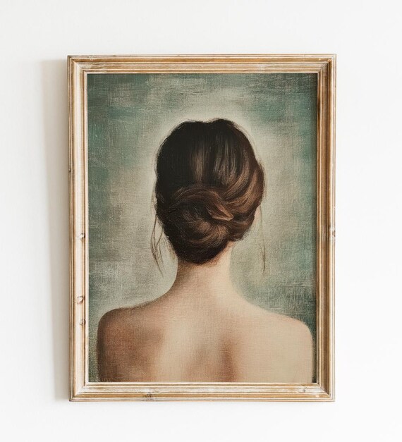 Elegant Woman With Hair Bun Back View Vintage Portrait Poster