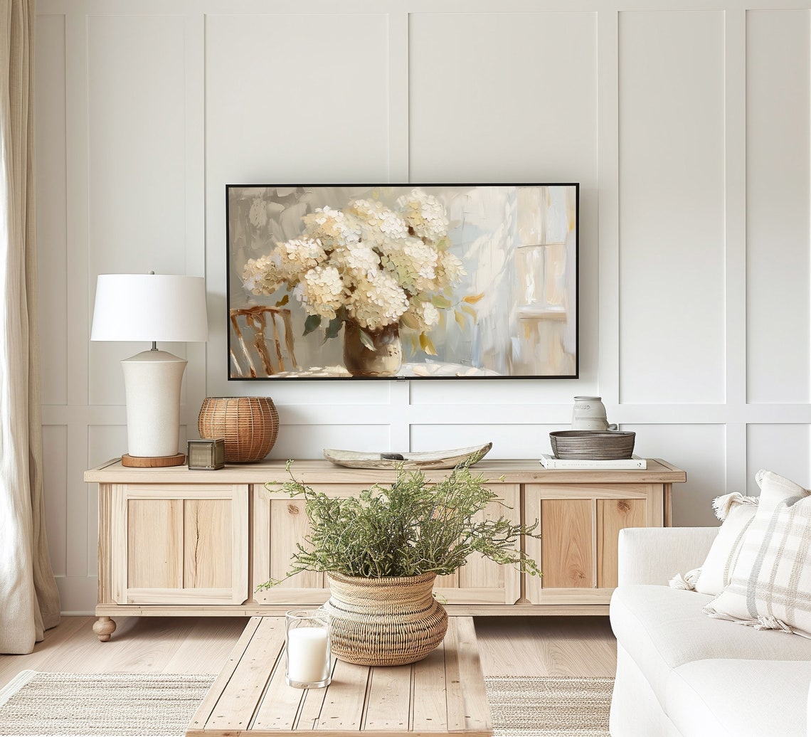 White Hydrangea Bouquet By Vintage Window Sunlit Still Life Poster - Image 3