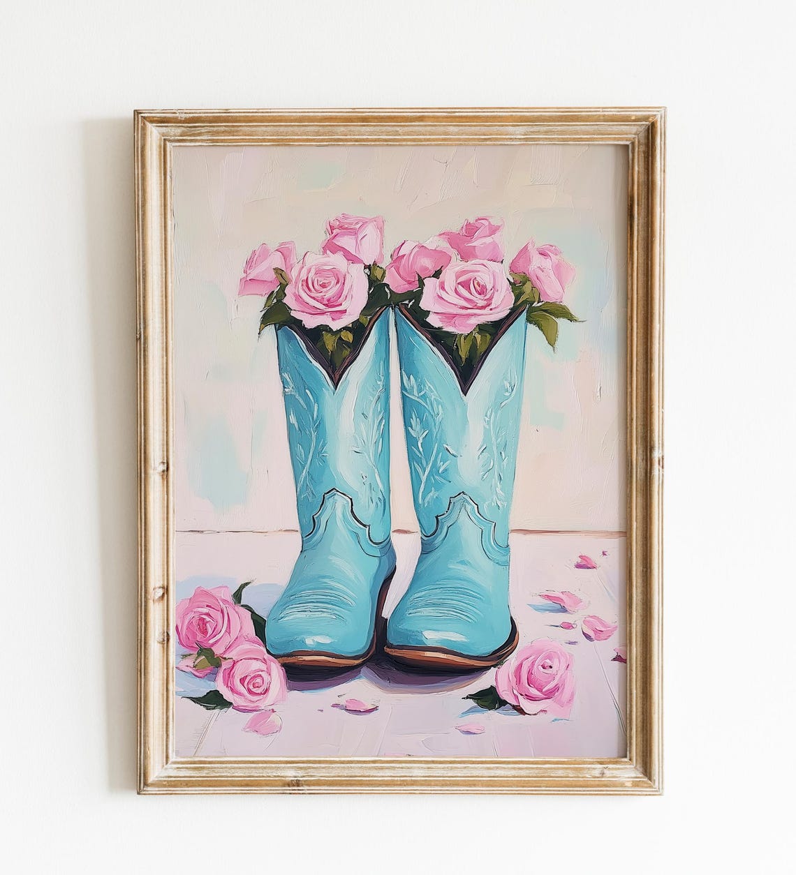 Cowgirl Boots Print Pink Floral Baby Girl Western Nursery Art Teen Girl Wall Decor Country Dorm Room Poster Western Art