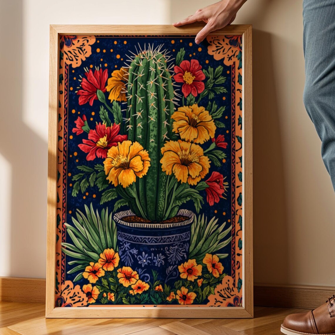 Mexican Cactus Floral Boho Southwestern Art Print