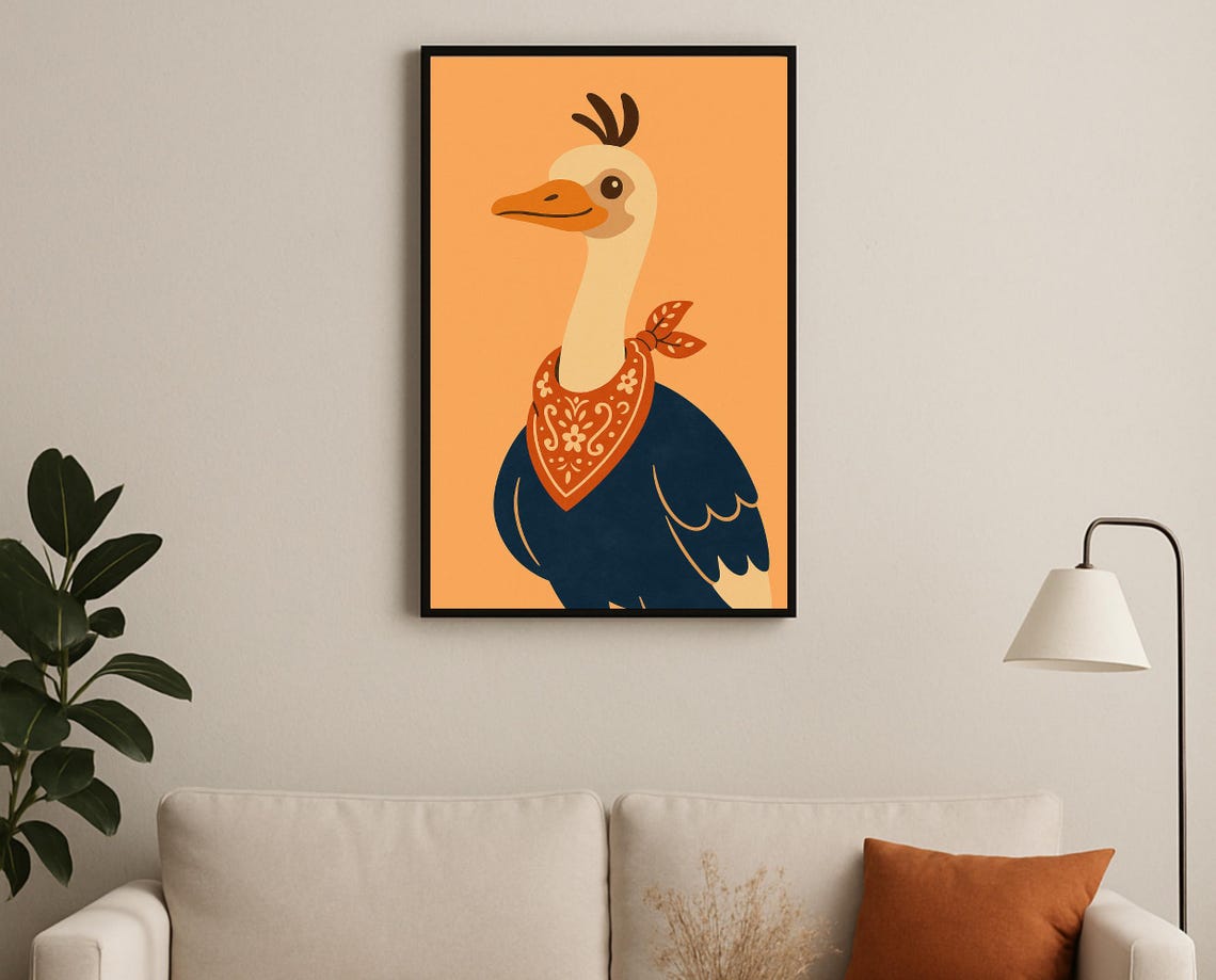 Goose Wall Art Boho Animal Nursery Hobby Poster