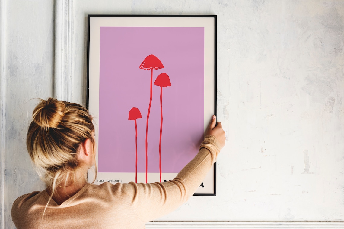 Colorful Mushroom Illustration Art Print, Eclectic Decor - Image 3