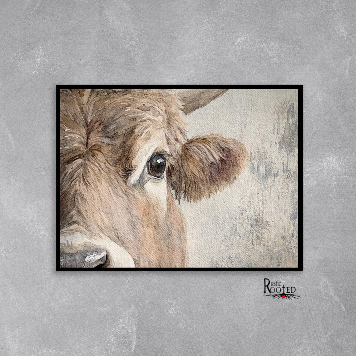Highland Cow Watercolor Close-Up Rustic Farm Animal Art Poster - Image 2