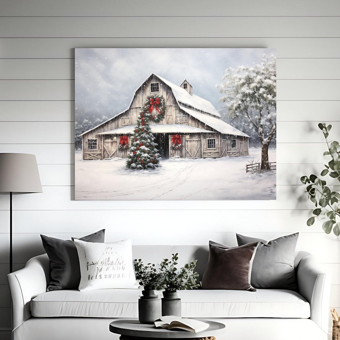 Weathered Barn Christmas, Modern Farmhouse Art Print - Image 4