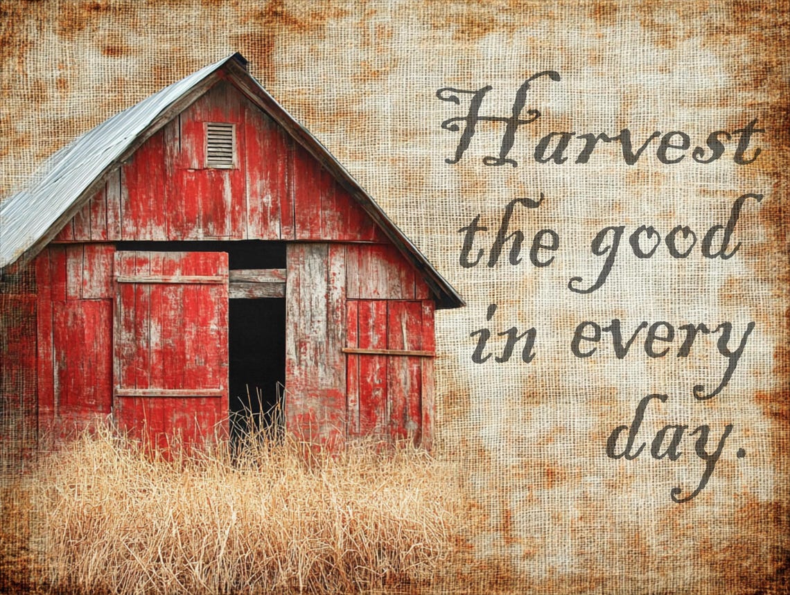 Harvest the Good in Every Day Red Barn Farm Quote Art Poster - Image 4