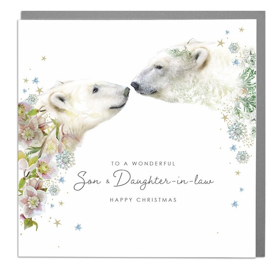 Kissing Polar Bears Christmas Art Print, Lola Design