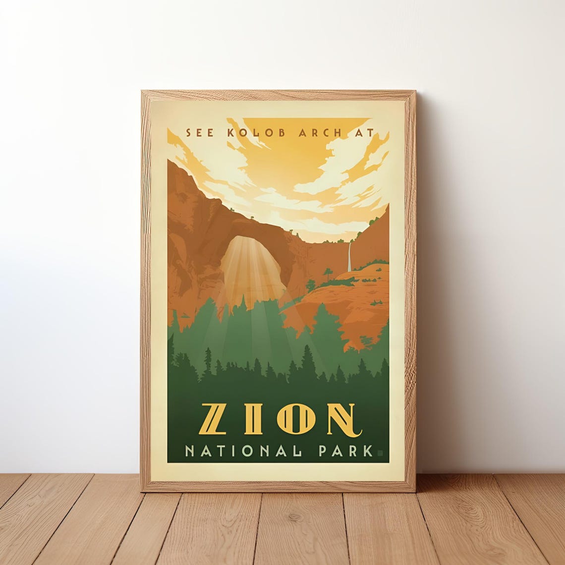 See Kolob Arch Zion National Park Vintage Sunset Travel Poster