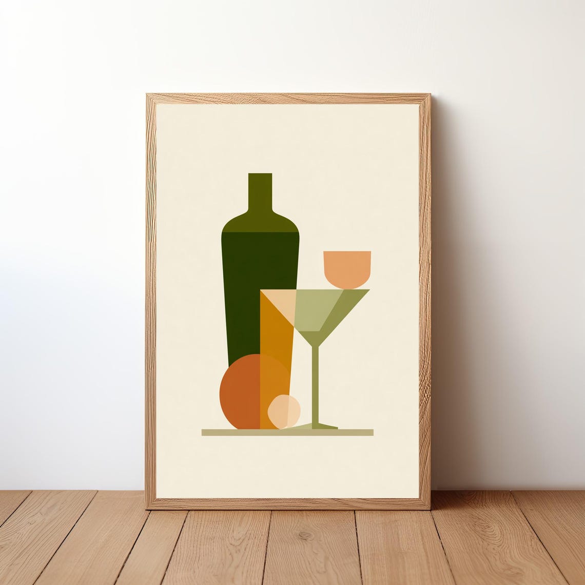 Retro Geometric Cocktail Martini Mid Century Modern Wall Art