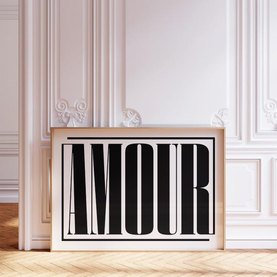 Amour French Phrase Minimalist Typography Art Print