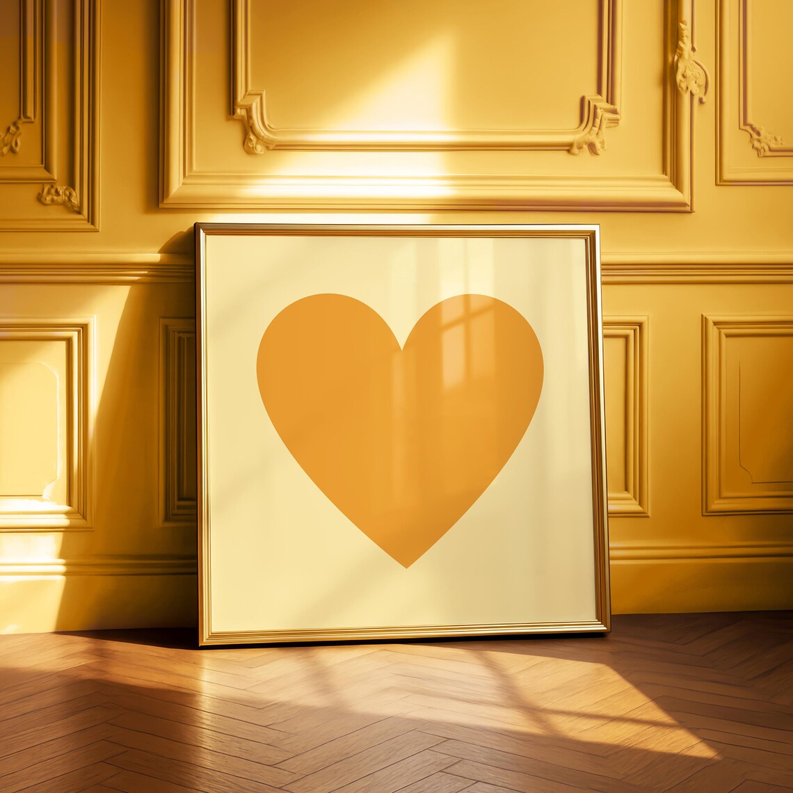 Golden Heart Bold Minimalist Modern Sunny Color Block Art Poster