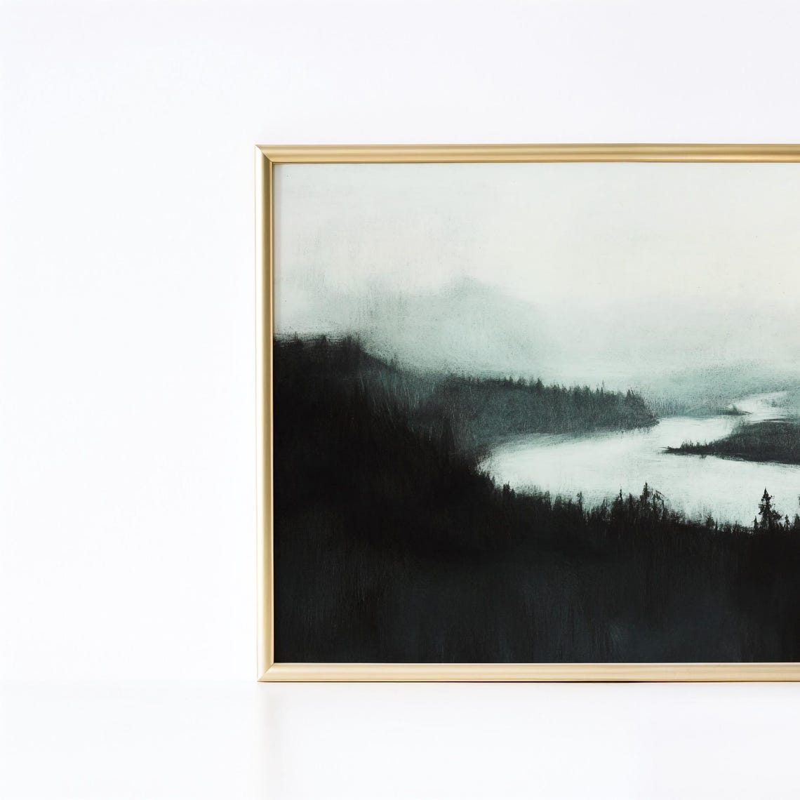 Winter River In The Mountains, Rustic Landscape - Image 3