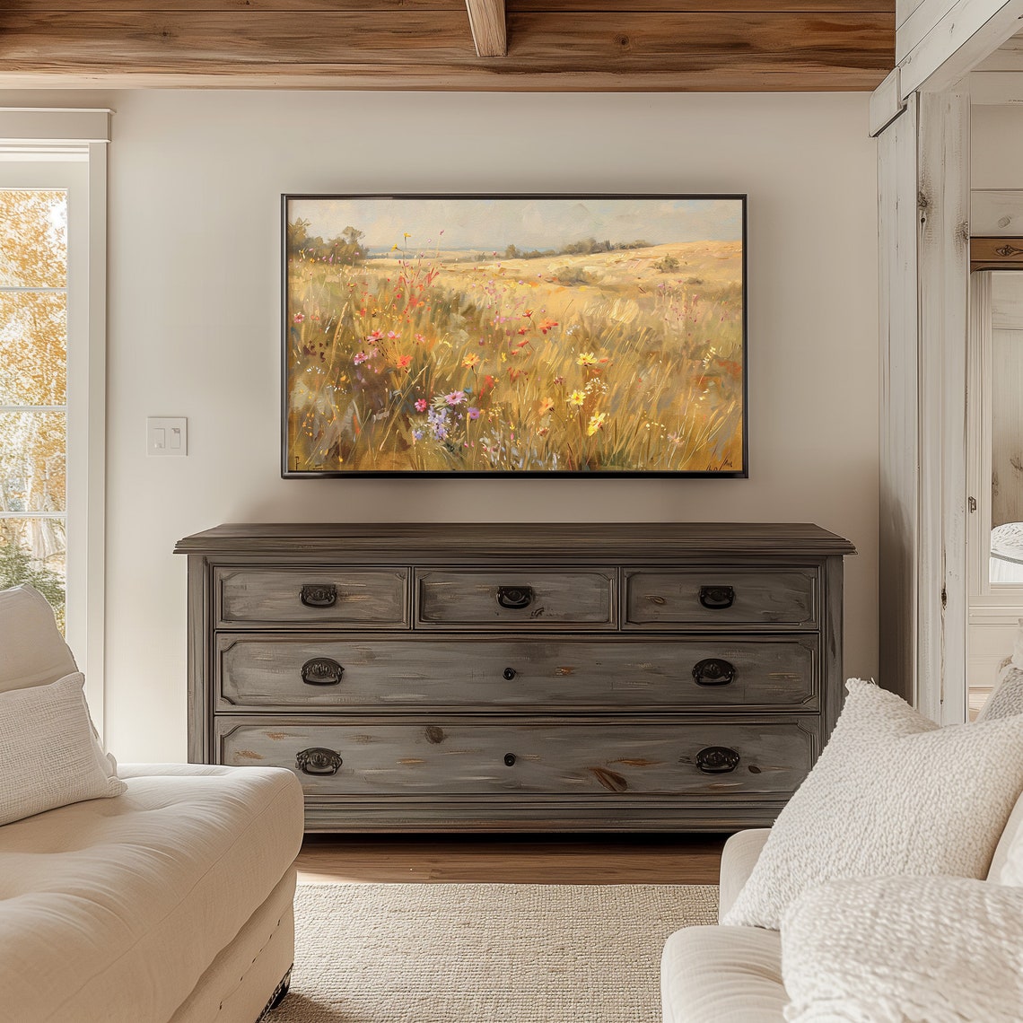 Fall Wildflower Meadow Golden Field Rustic Autumn Landscape Poster - Image 5