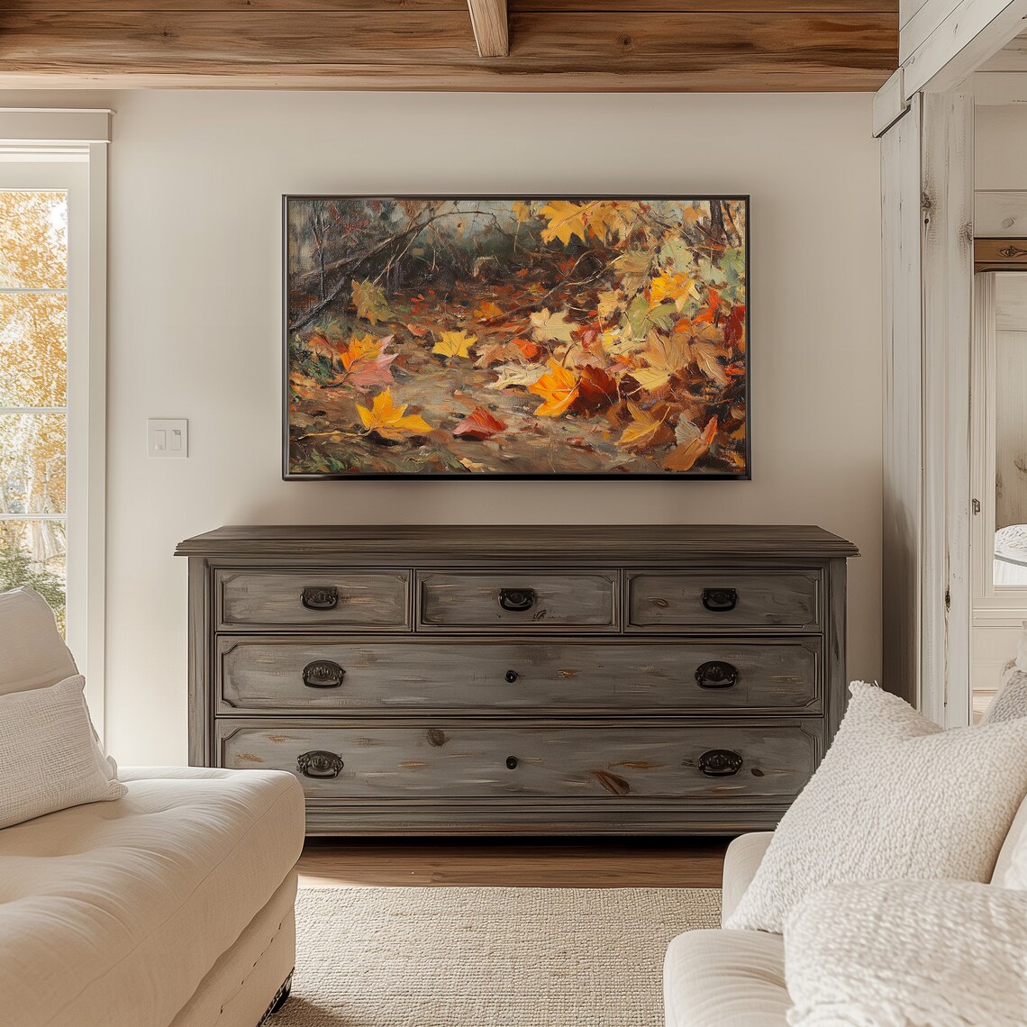 Abstract Autumn Leaves Painting, Farmhouse Art Print - Image 4