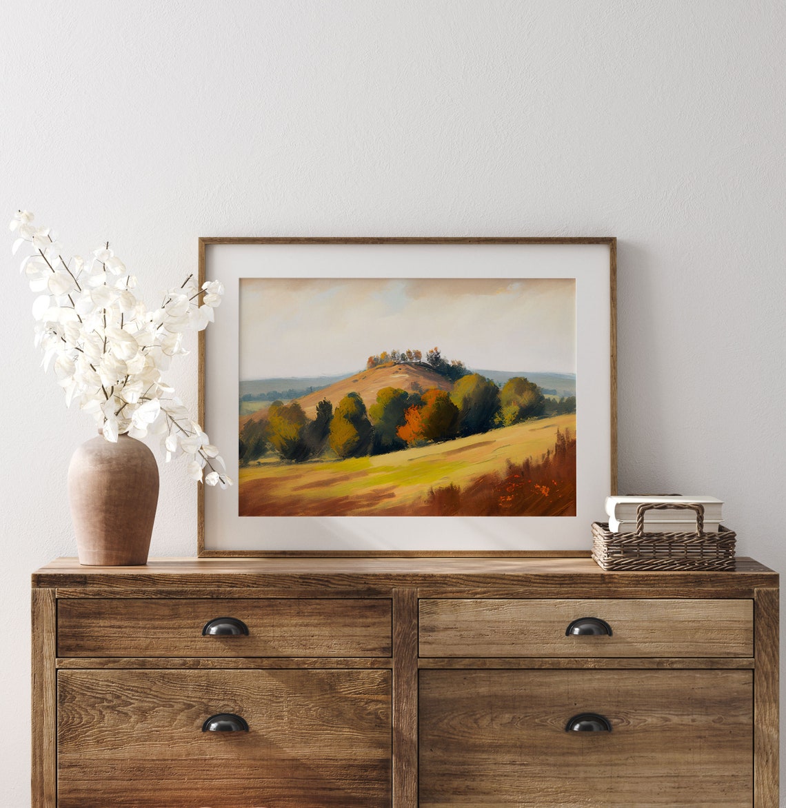 Autumn Field Landscape Oil Painting Vintage Farm House Autumn Field Landscape Oil Painting Art - Image 3