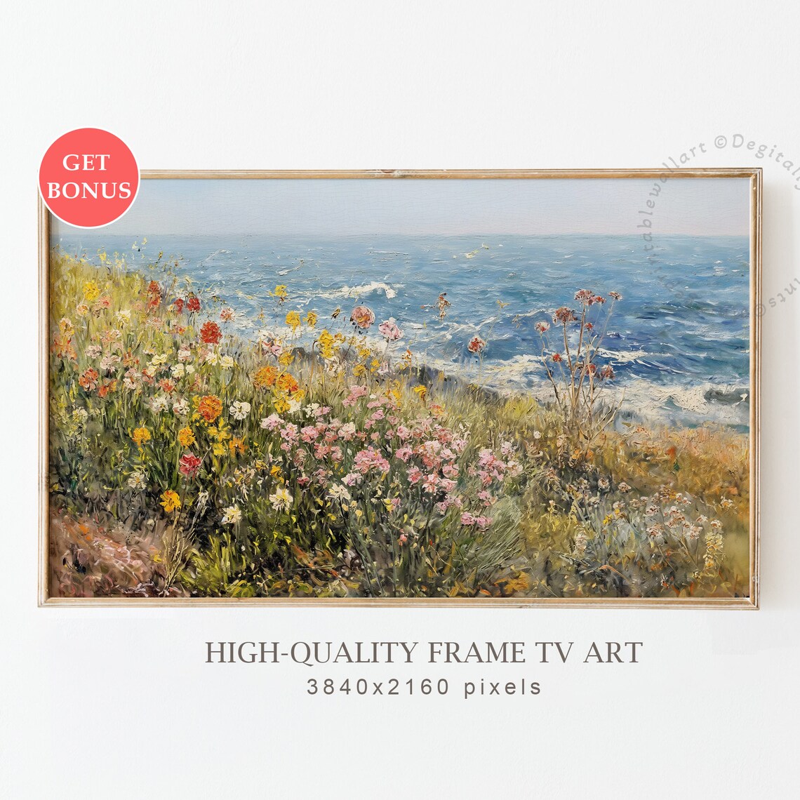 Coastal Wildflowers Art Print, Summer Beach Florals