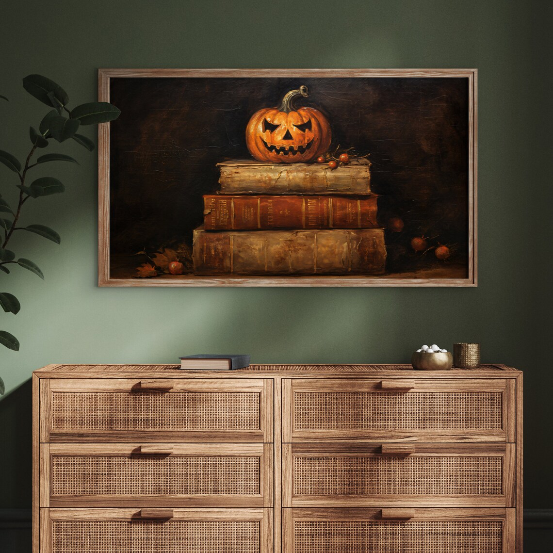 Rustic Halloween Witchy Spells Pumpkin Art Print - Image 3
