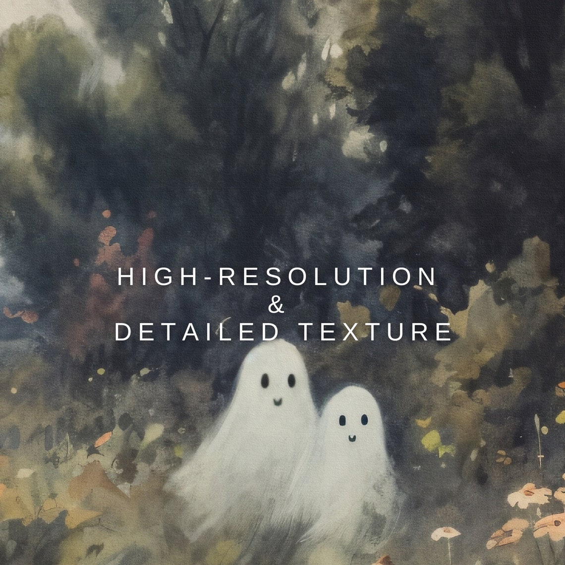 Cute Ghosts Frame Tv Art Ghosts In Vintage Fall Painting Spooky Art For Tv Frame Tv Halloween Neutral Halloween Decor - Image 2