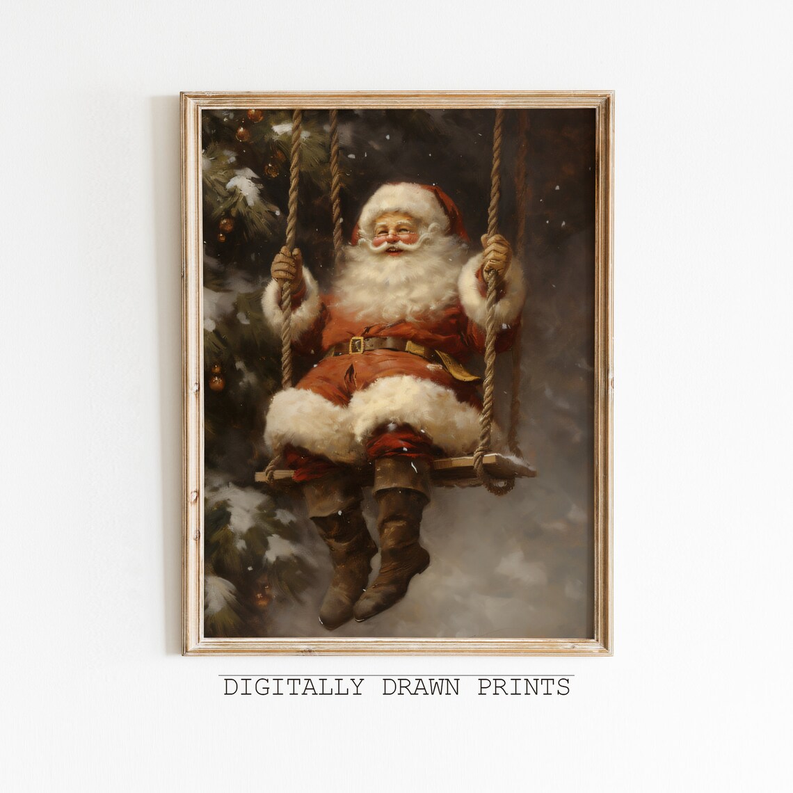 Swinging Santa Vintage Christmas Wall Art