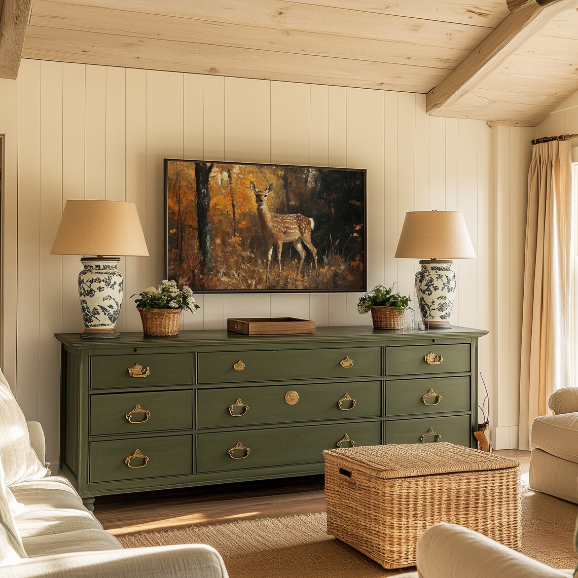 Fawn Deer Autumn Forest Wildlife Vintage Oil Painting Poster - Image 4