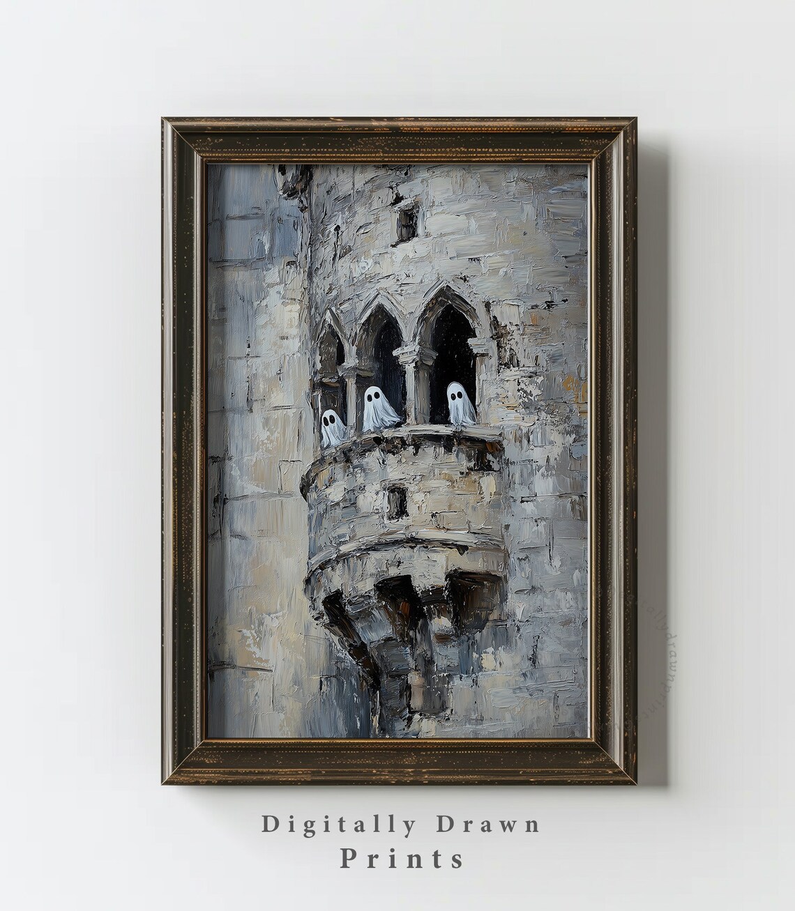 Vintage Cute Ghosts in a Haunted Castle Art Print - Image 5