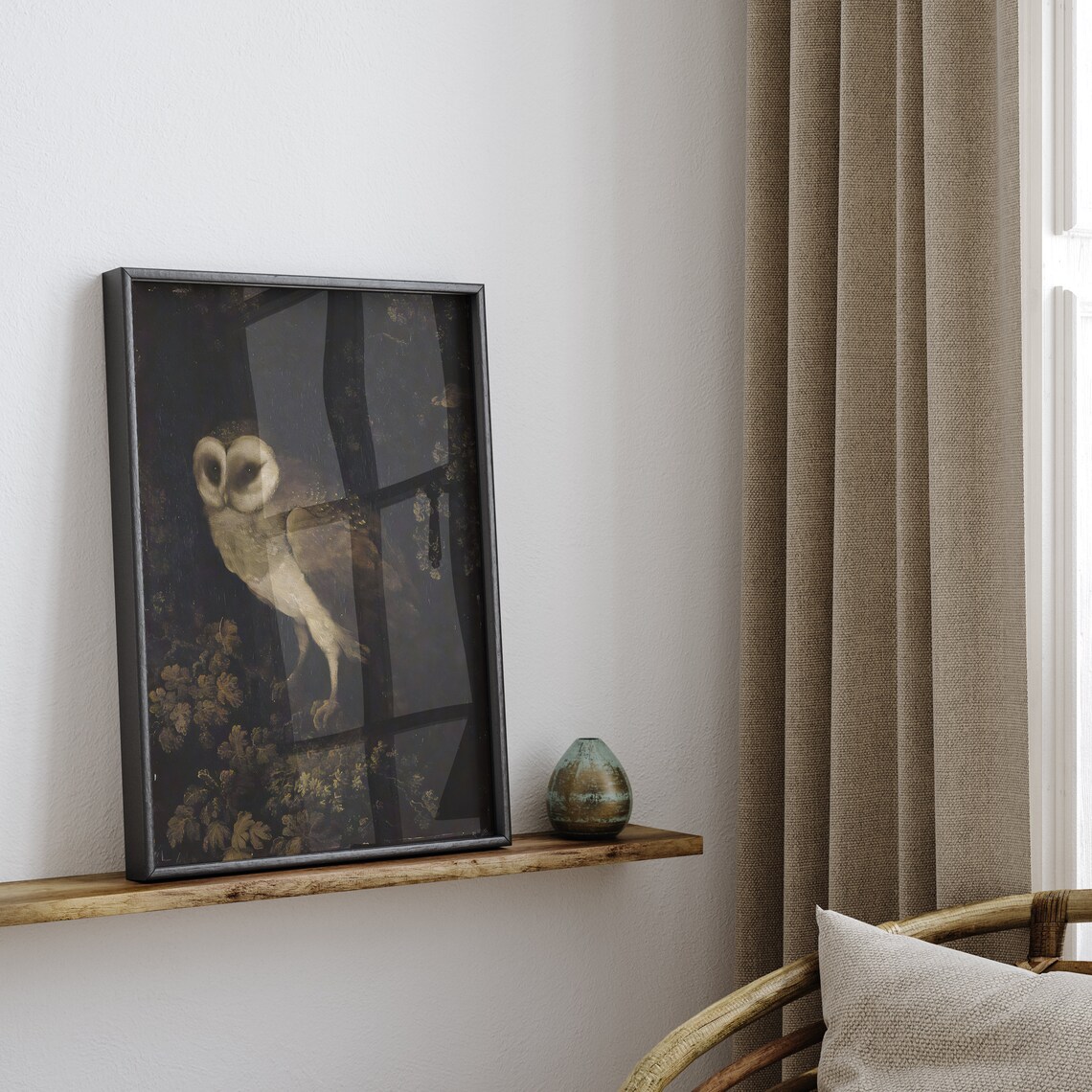 Halloween Antique Owl Painting, Dark Academia Art Print - Image 3