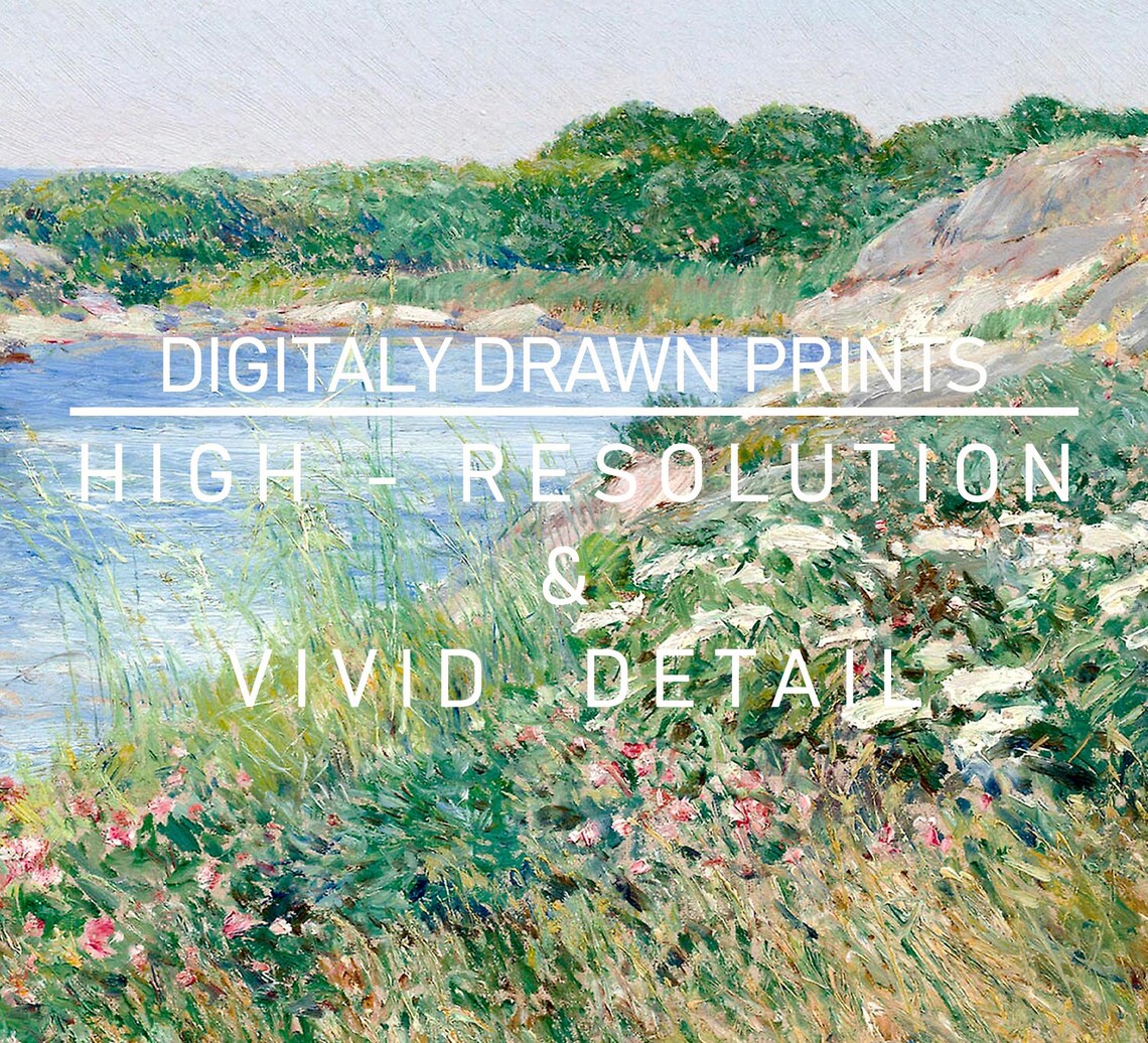 Rocky Coastal Inlet Wildflowers Summer Impressionist Shore Poster - Image 2