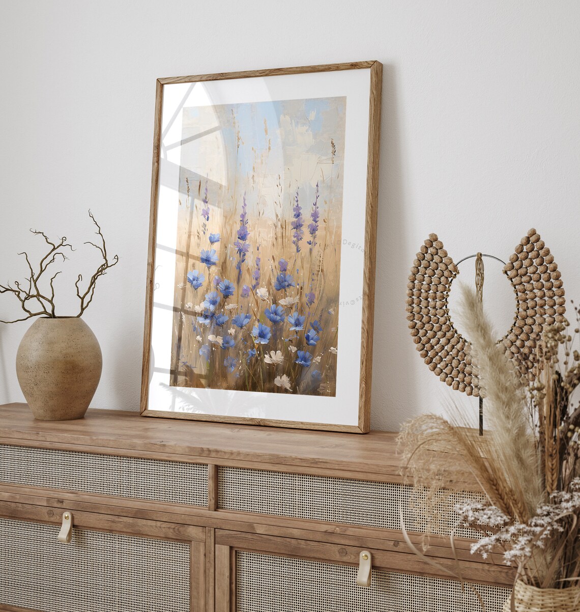 Wildflower Field Landscape, Vintage Floral Farmhouse Art Print - Image 3