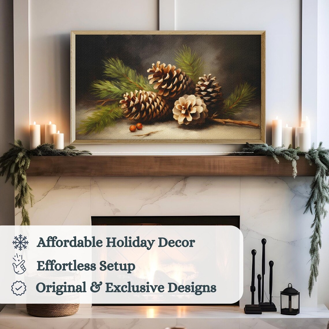 Rustic Christmas Tree Still Life Art Print - Image 3