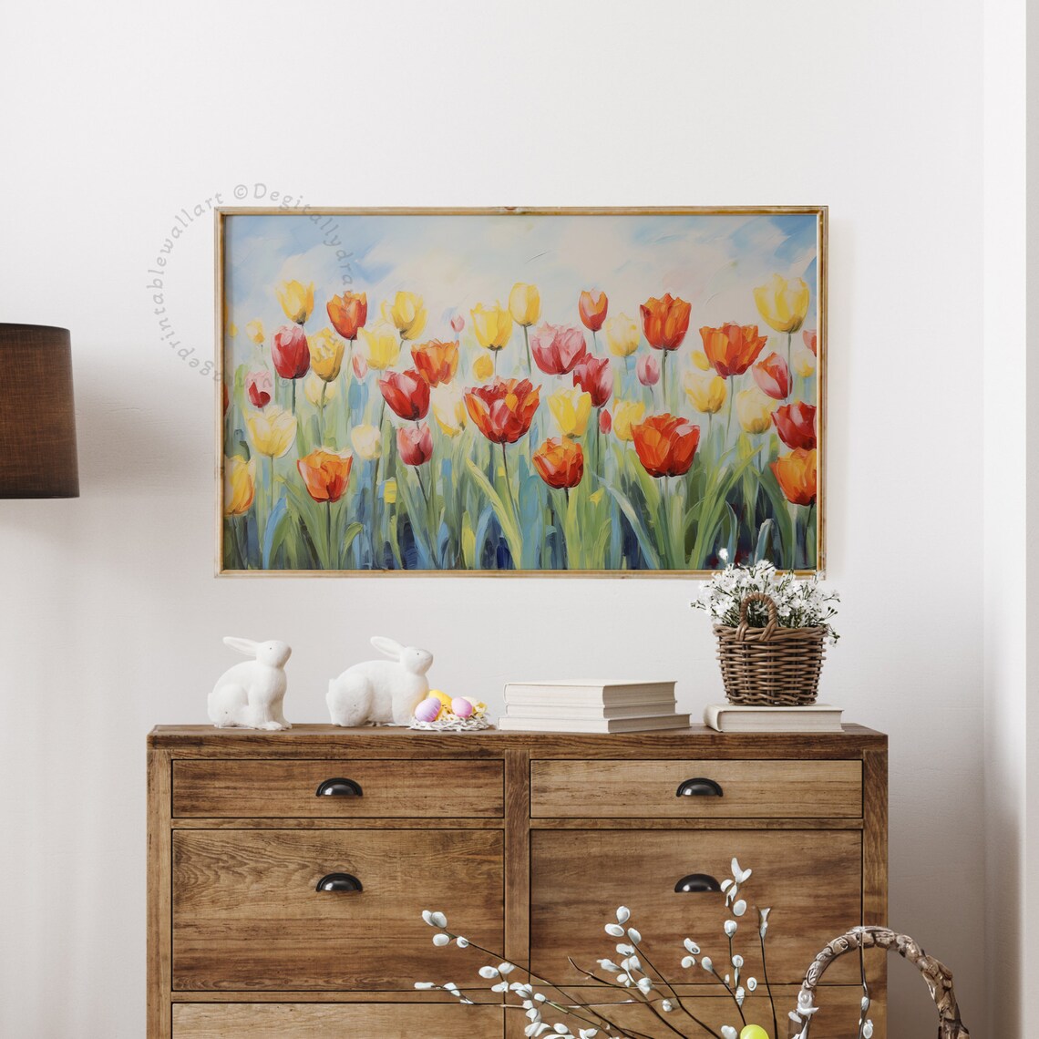 Spring Frame Tv Art Tulips Oil Painting For Tv Country Wildflowers Field Painting Farmhouse Decor Instant Frame Tv - Image 5